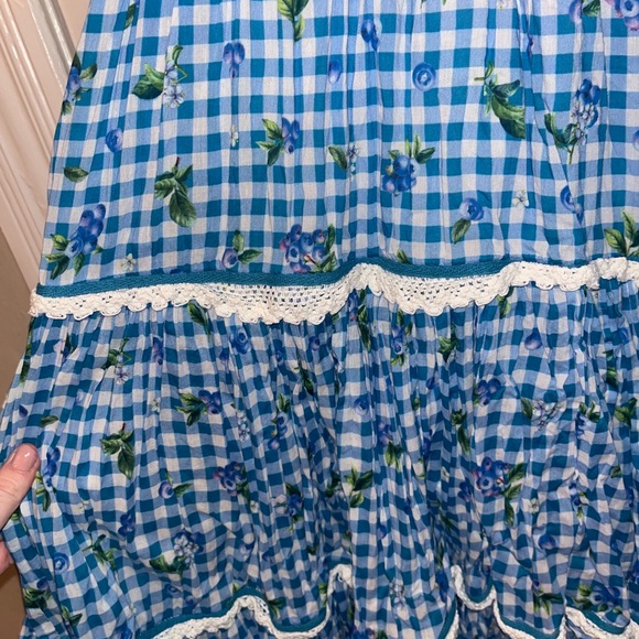 Jessa Kae Blueberry Muffin Checkered Midi Dress with Floral Details - Picture 5 of 6